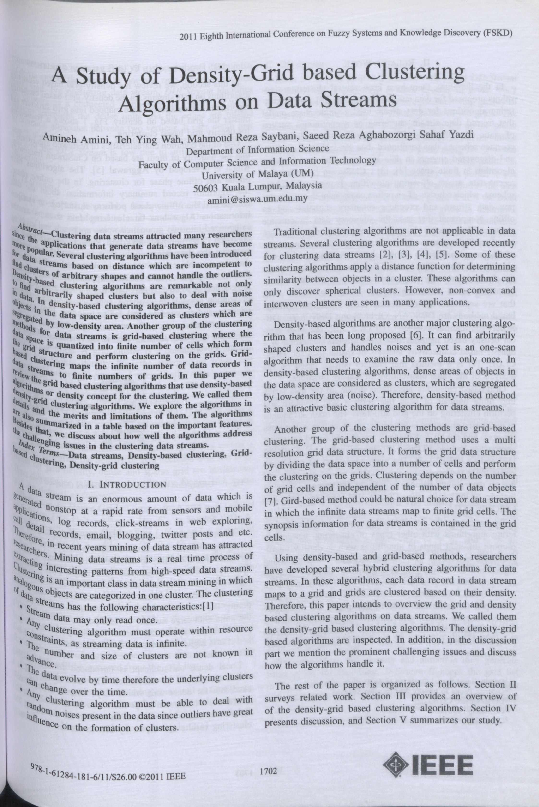 (PDF) A Study of Density-Grid based Clustering Algorithms on Data Streams