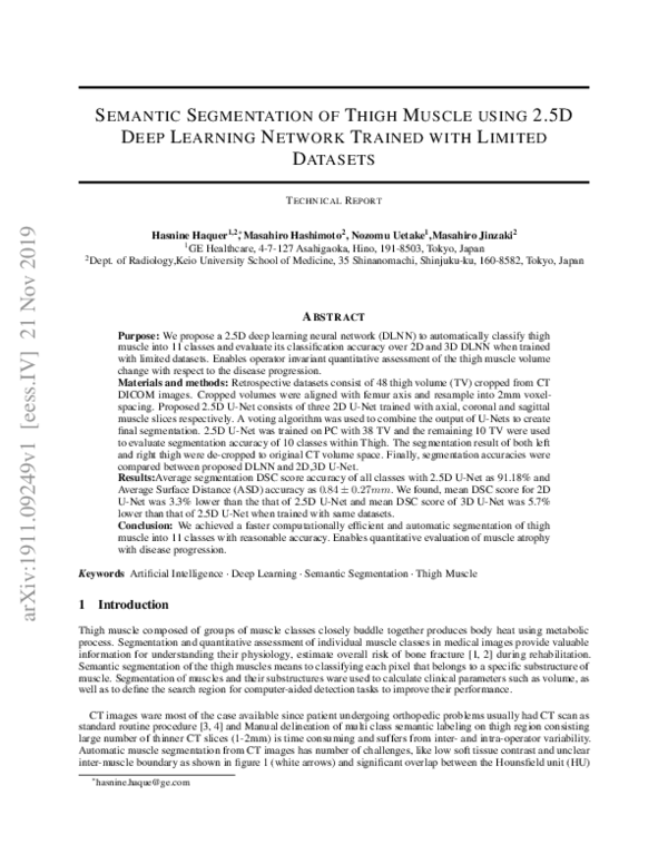 (PDF) Semantic Segmentation of Thigh Muscle using 2.5D Deep Learning ...