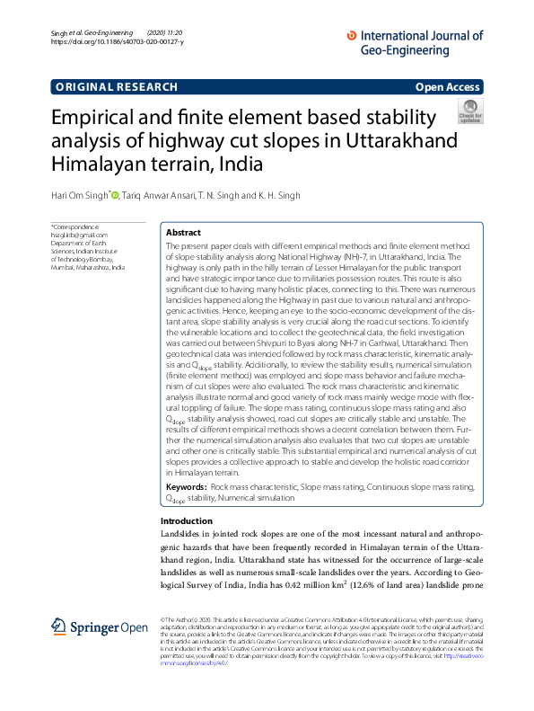 (PDF) Empirical and finite element based stability analysis of highway ...