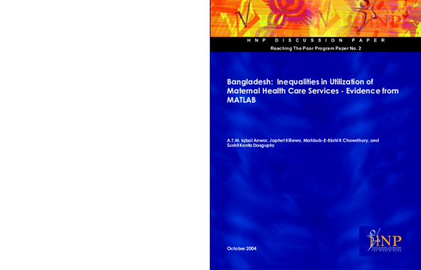 (PDF) Bangladesh: Inequalities in Utilization of Maternal Health Care ...