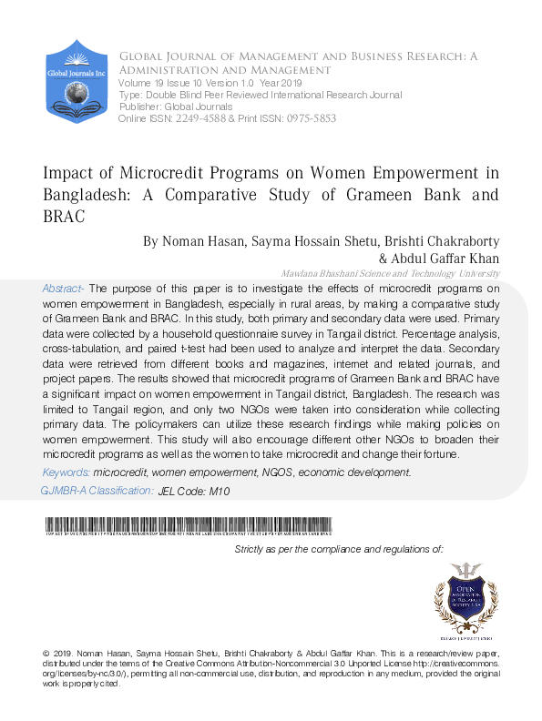 (PDF) Impact of Microcredit Programs on Women Empowerment in Bangladesh ...