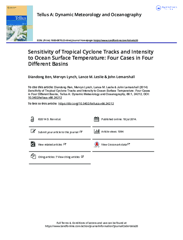 (PDF) Sensitivity of Tropical Cyclone Tracks and Intensity to Ocean ...
