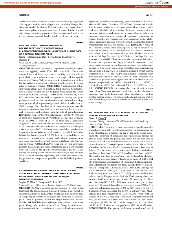 (PDF) PMH54 Indication Spectrum of Snri Applied for the Treatment of ...