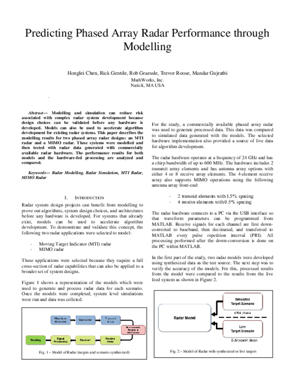 (PDF) Predicting Phased Array Radar Performance Through Modelling