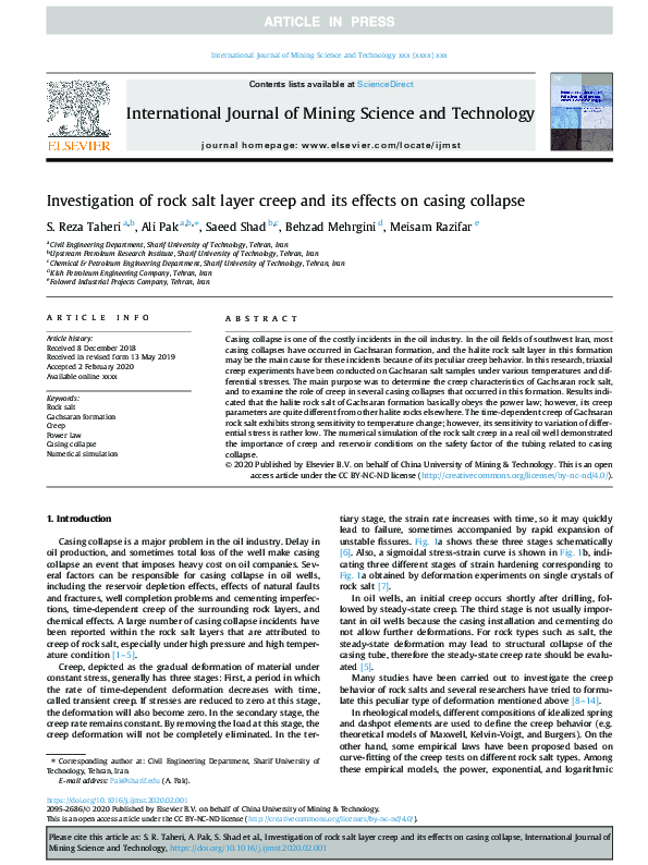 (PDF) Investigation of rock salt layer creep and its effects on casing ...