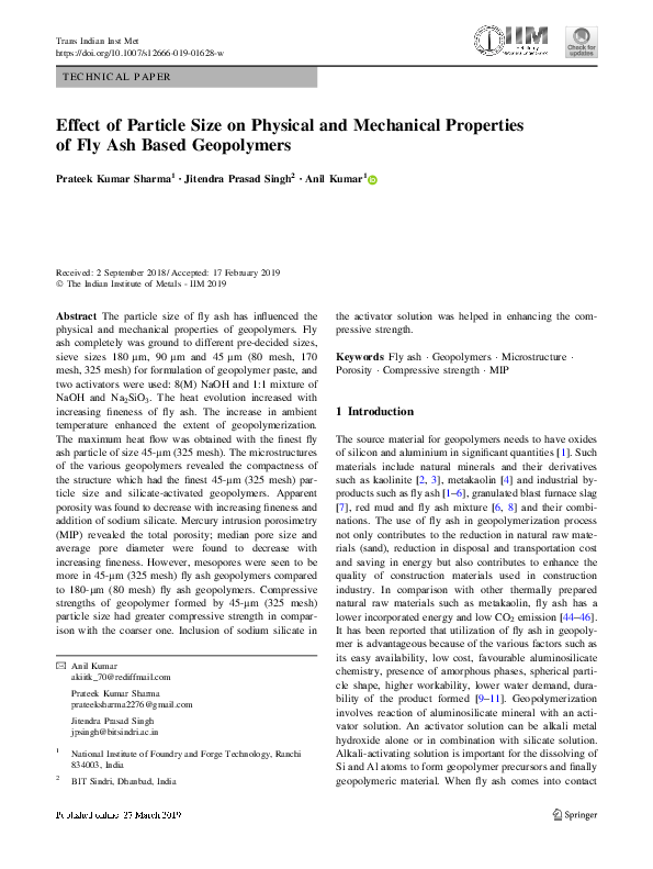 (PDF) Effect of Particle Size on Physical and Mechanical Properties of ...