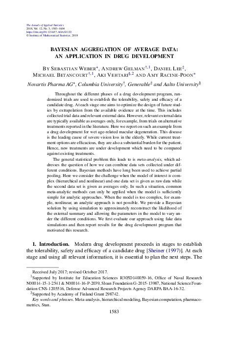 (PDF) Bayesian aggregation of average data: An application in drug ...