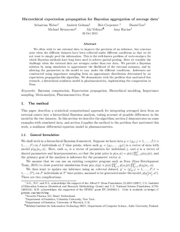 (PDF) Hierarchical expectation propagation for Bayesian aggregation of ...