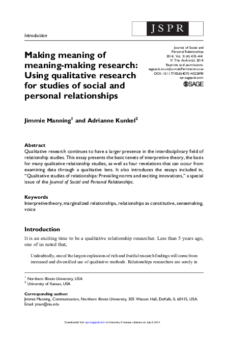 (PDF) Making meaning of meaning-making research