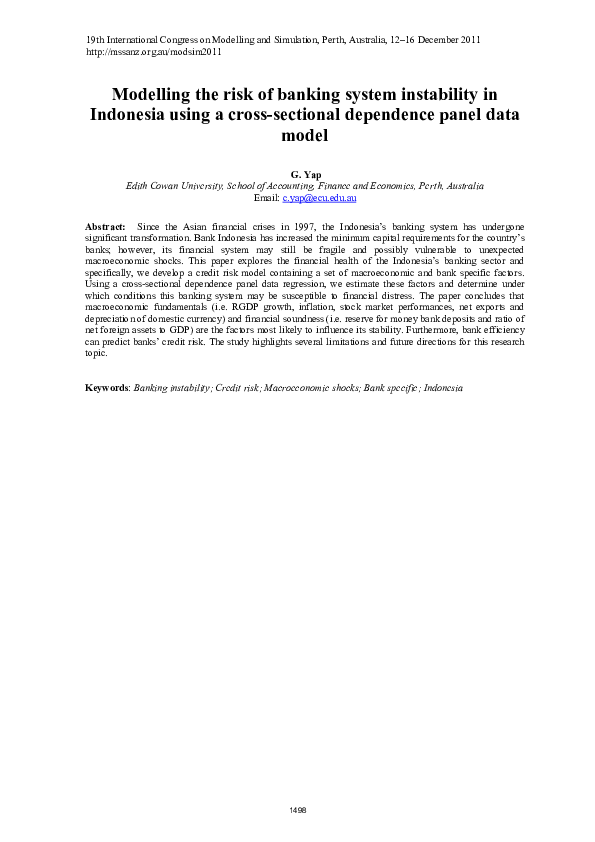 (PDF) Modelling the risk of banking system instability in Indonesia ...
