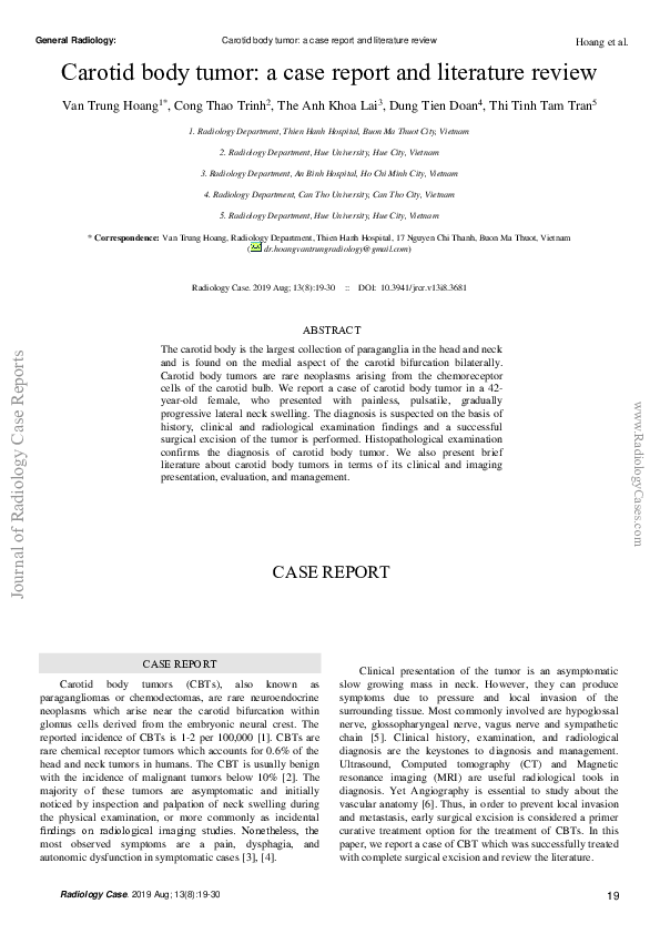 (PDF) Carotid body tumor: a case report and literature review