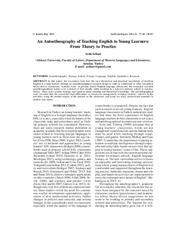 (PDF) An Autoethnography of Teaching English to Young Learners: From ...