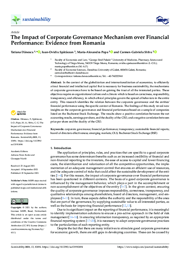 (PDF) The Impact of Corporate Governance Mechanism over Financial ...