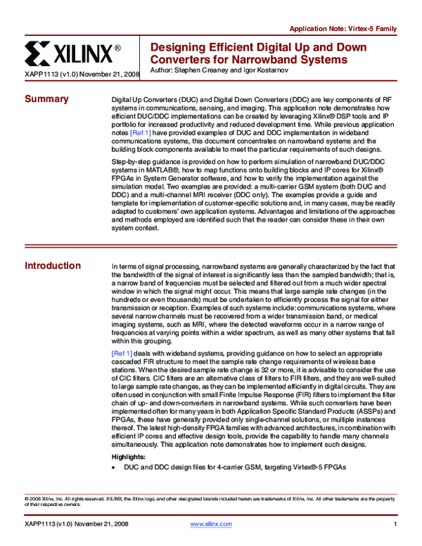 (PDF) Designing Efficient Digital Up and Down Converters for Narrowband