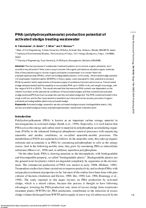 (PDF) PHA (polyhydroxyalkanoate) production potential of activated ...