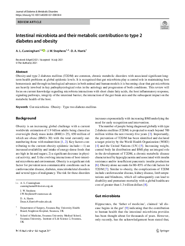 (PDF) Intestinal microbiota and their metabolic contribution to type 2 ...