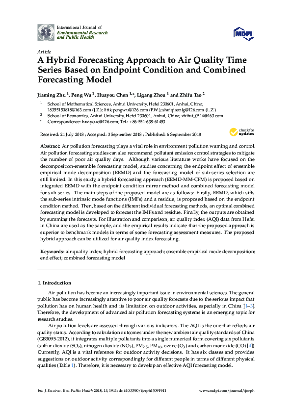 (PDF) A Hybrid Forecasting Approach to Air Quality Time Series Based on ...