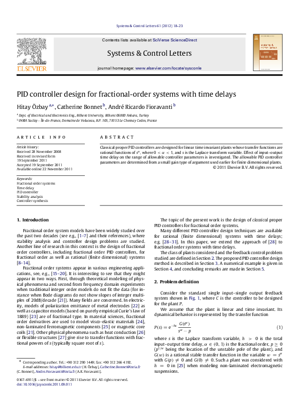 (PDF) PID controller design for fractional-order systems with time delays