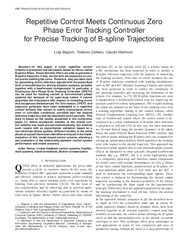 (PDF) Repetitive Control Meets Continuous Zero Phase Error Tracking ...