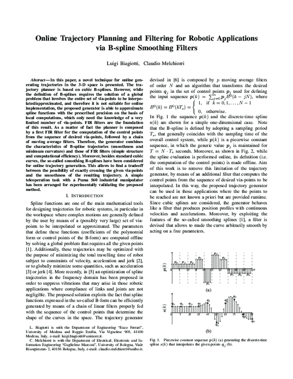 (PDF) Trajectory Planning and Filtering for Robotic Applic ations via B ...