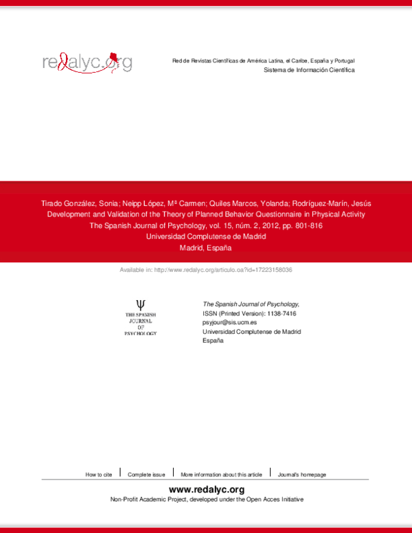 (PDF) Development and Validation of the Theory of Planned Behavior ...