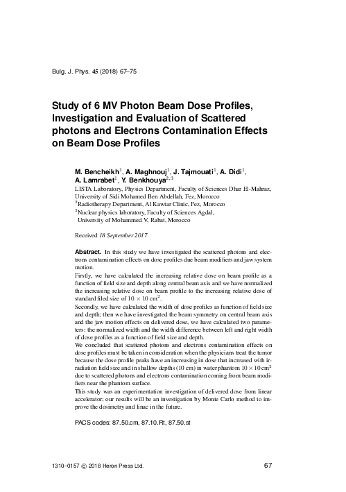 (PDF) Study of 6 MV Photon Beam Dose Profiles , Investigation and ...