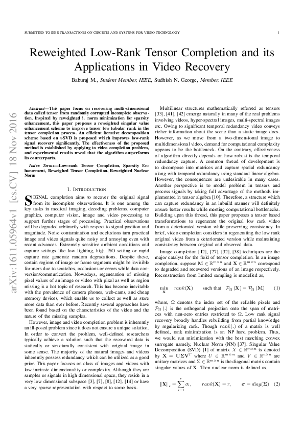 (PDF) Reweighted Low-Rank Tensor Completion and its Applications in ...