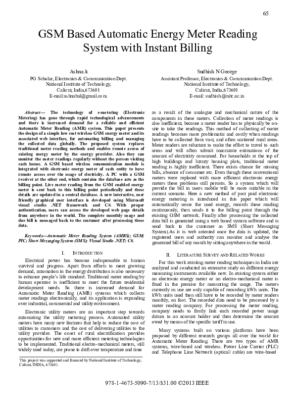 (PDF) GSM based automatic energy meter reading system with instant billing