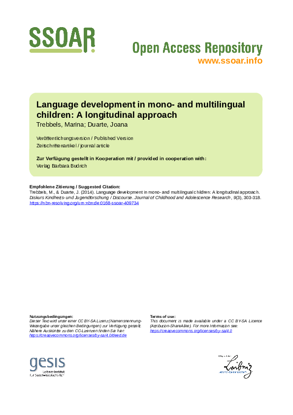 (PDF) Language development in mono- and multilingual children: A ...