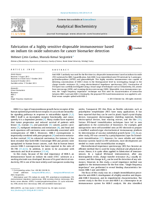 (PDF) Fabrication of a highly sensitive disposable immunosensor based ...