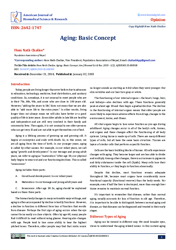 (PDF) Aging: Basic Concept