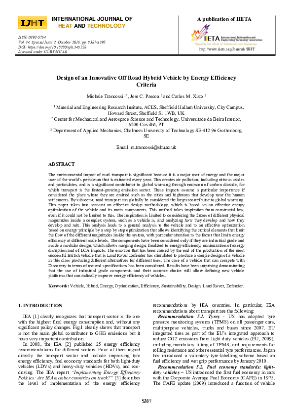 (PDF) Design of an Innovative Off Road Hybrid Vehicle by Energy ...