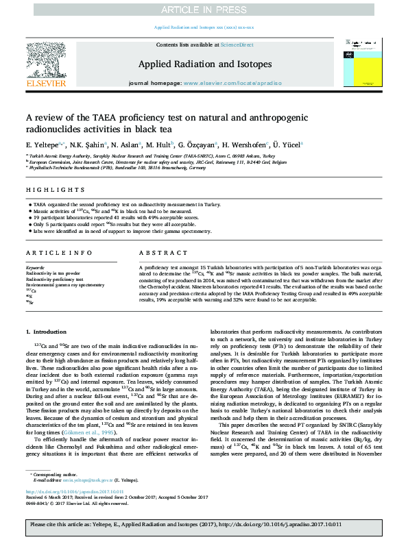 (PDF) A review of the TAEA proficiency test on natural and ...