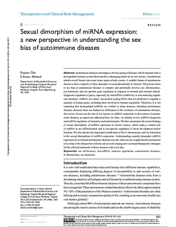 (PDF) Sexual dimorphism of miRNA expression: a new perspective in ...