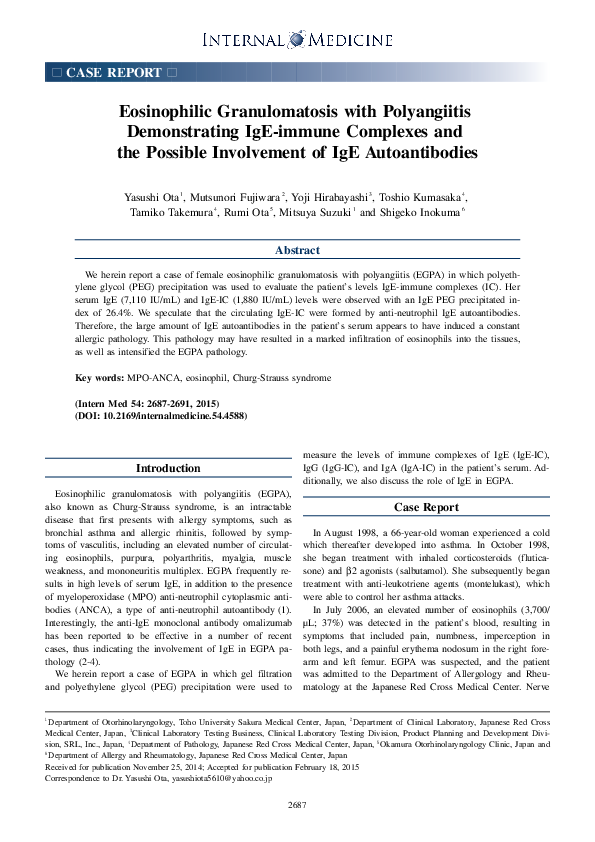(PDF) Eosinophilic granulomatosis with polyangiitis (Churg-Strauss ...