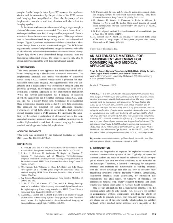 (PDF) An alternative material for transparent antennas for commercial ...