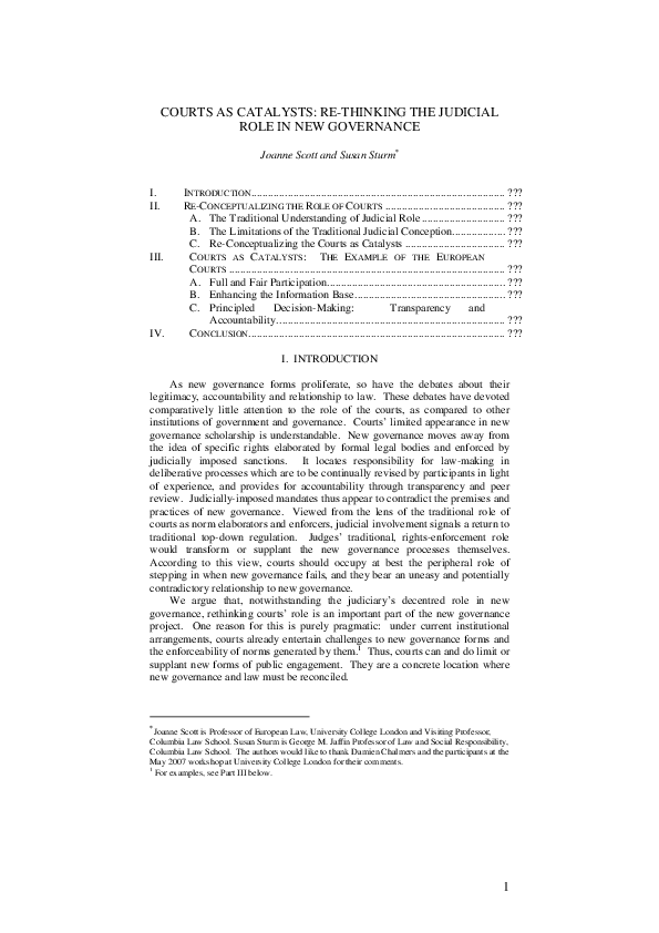 (PDF) As Catalysts : Re-Thinking the Judicial Role in New Governance