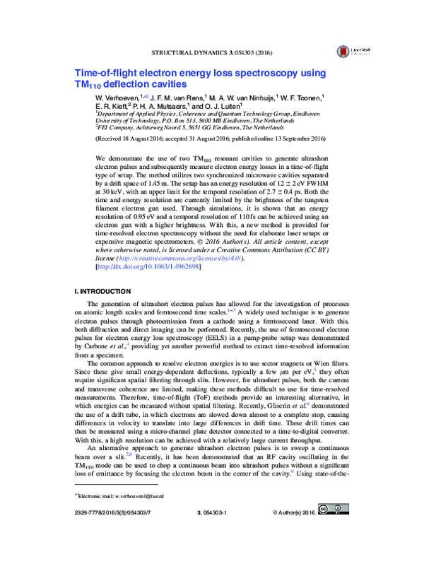 (PDF) Time-of-flight electron energy loss spectroscopy using TM110 ...