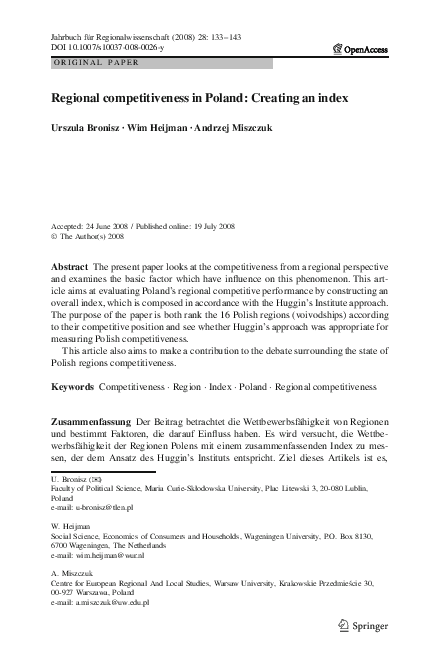 (PDF) Regional competitiveness in Poland: Creating an index