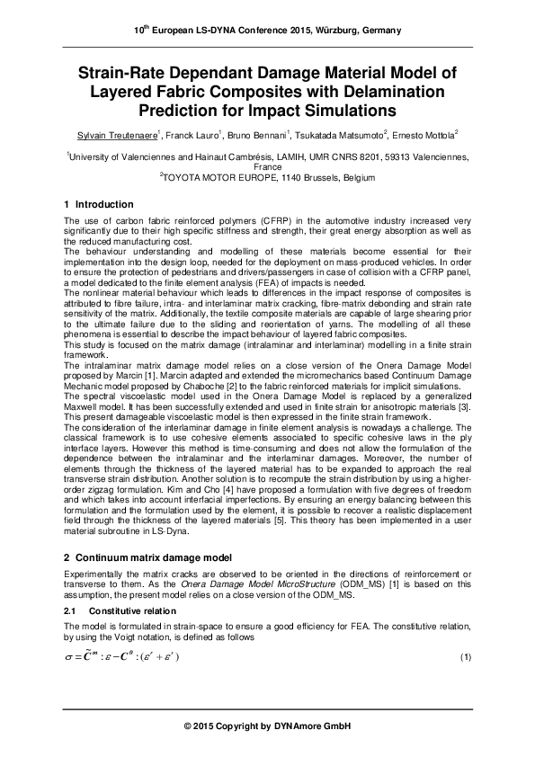 (PDF) Strain rate dependant damage material model of layered fabric ...