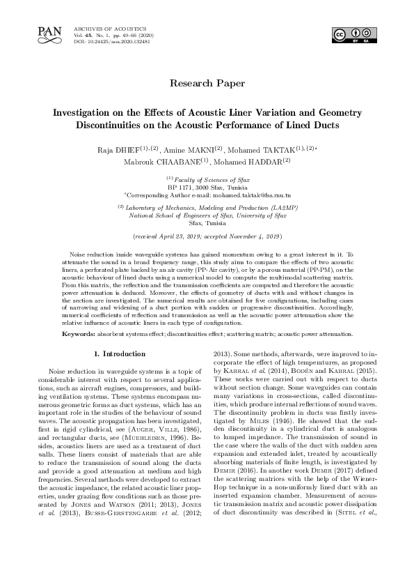 (PDF) Investigation on the Effects of Acoustic Liner Variation and ...