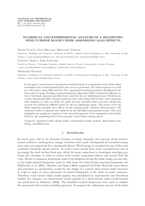 (PDF) Numerical and experimental analysis of a segmented wind turbine ...