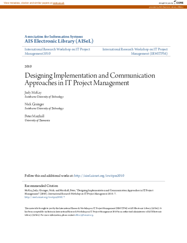 (PDF) Designing Implementation and Communication Approaches in IT ...