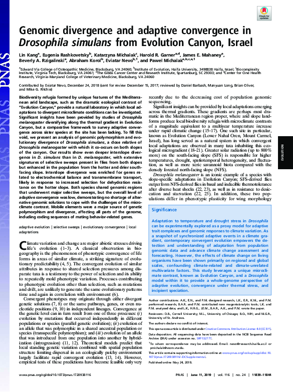 (PDF) Genomic divergence and adaptive convergence in Drosophila ...