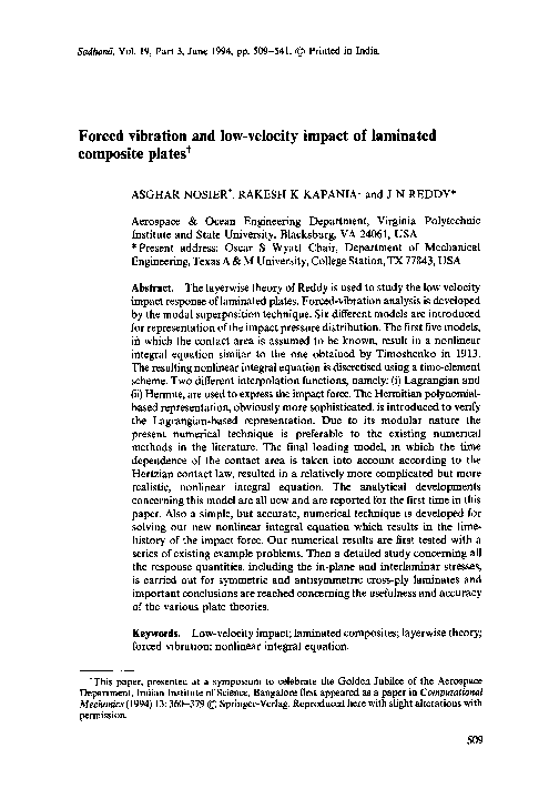 (PDF) Forced vibration and low-velocity impact of laminated composite ...