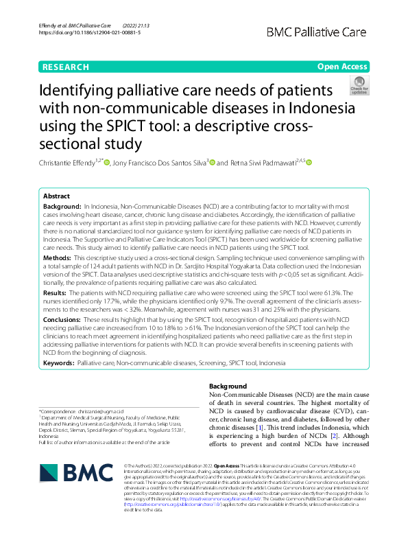 (PDF) Identifying palliative care needs of patients with non ...