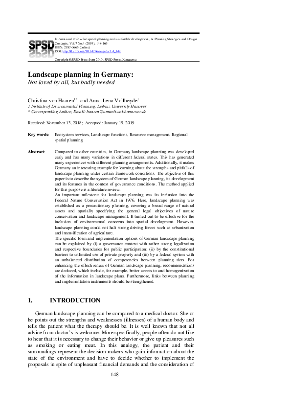 (PDF) Landscape planning in Germany