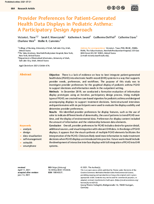 (PDF) Provider Preferences for Patient-Generated Health Data Displays ...
