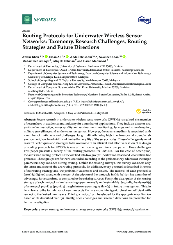 (PDF) Routing protocols for underwater wireless sensor networks
