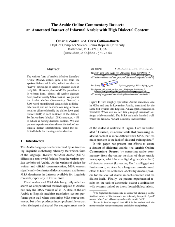 (PDF) The Arabic online commentary dataset: an annotated dataset of ...